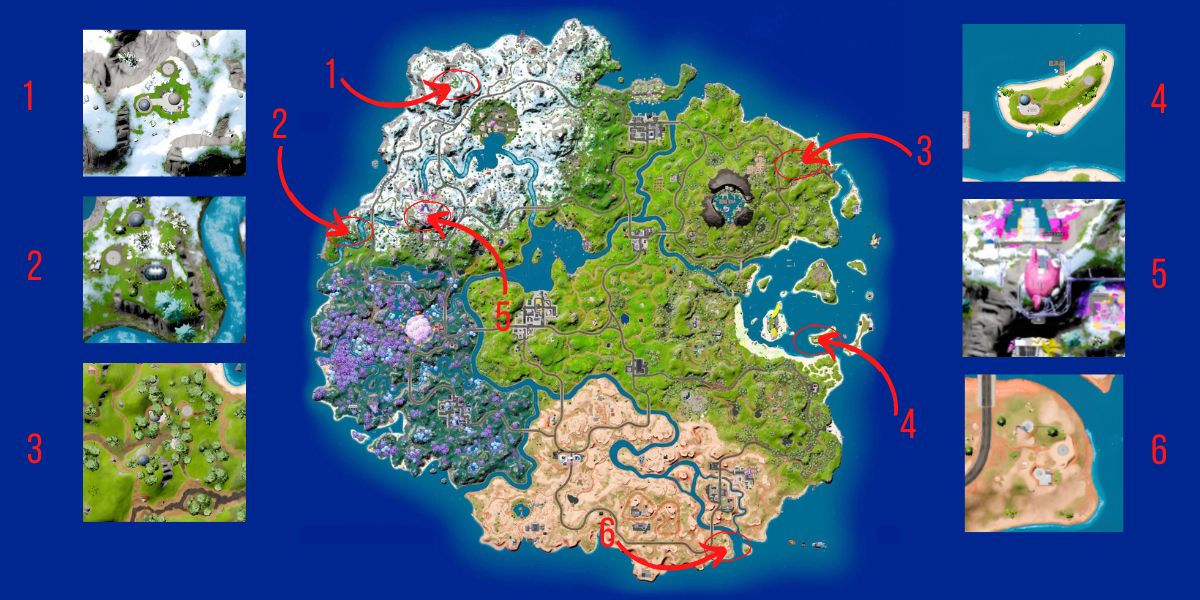 Vault locations on Fortnite Map