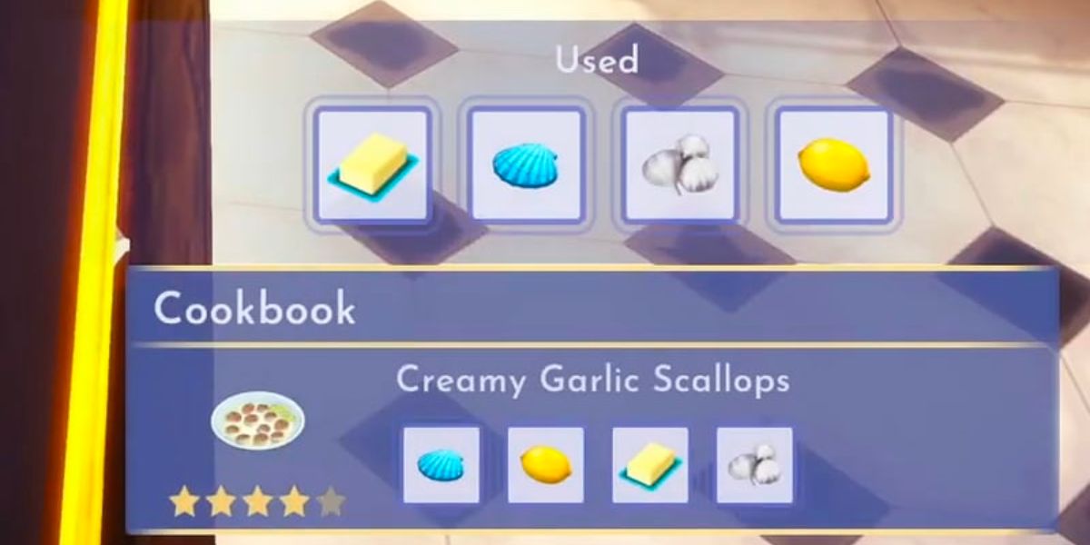 Creamy Garlic Scallops Disney Dreamlight Valley 1